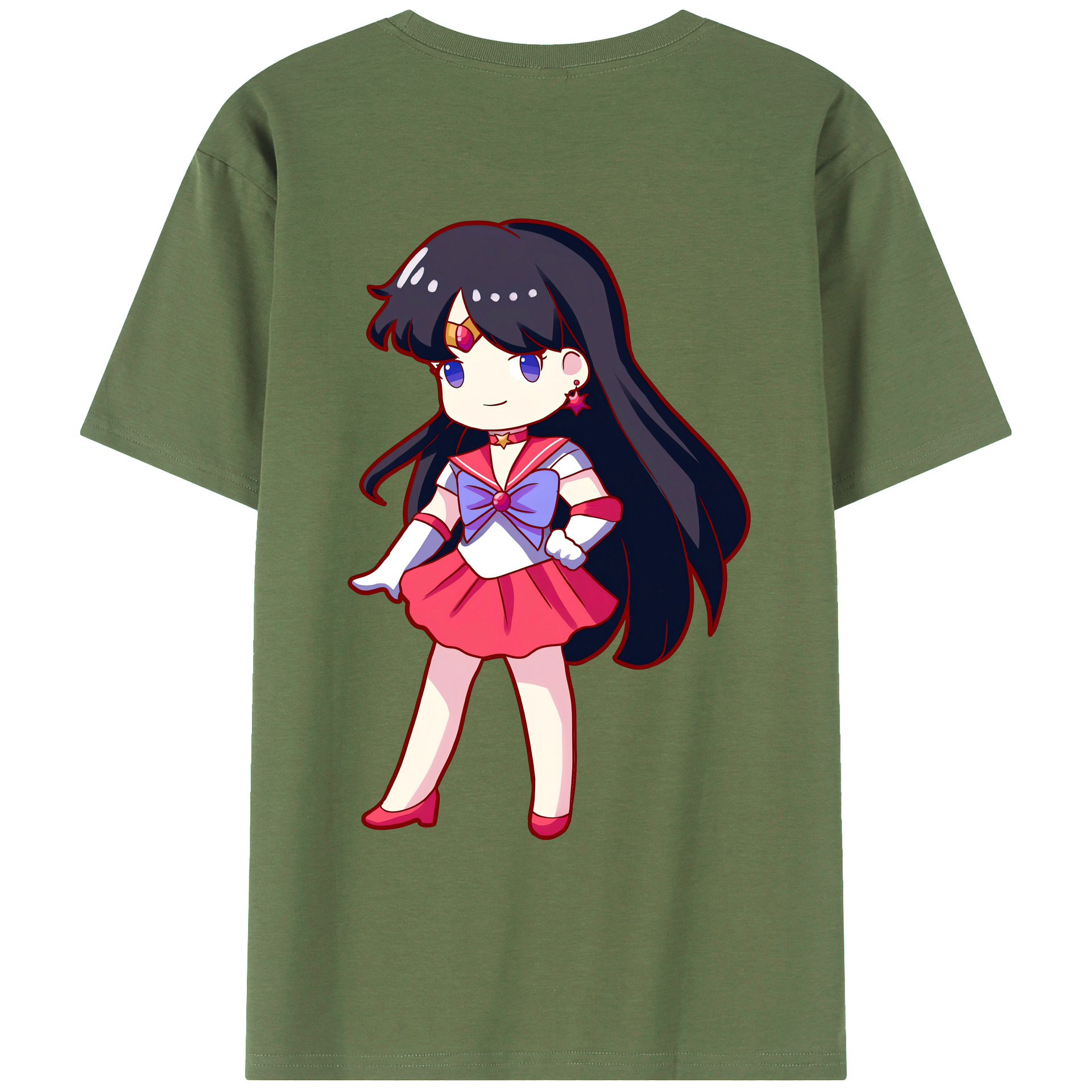 （画像用） 美少女戦士セーラームーン 火野レイ ひの レイ Sailor Moon Hino Rei （セーラーマーズ,Sailor Mars） 綿100％ メンズ半袖Tシャツ（バックプリント） 通気性